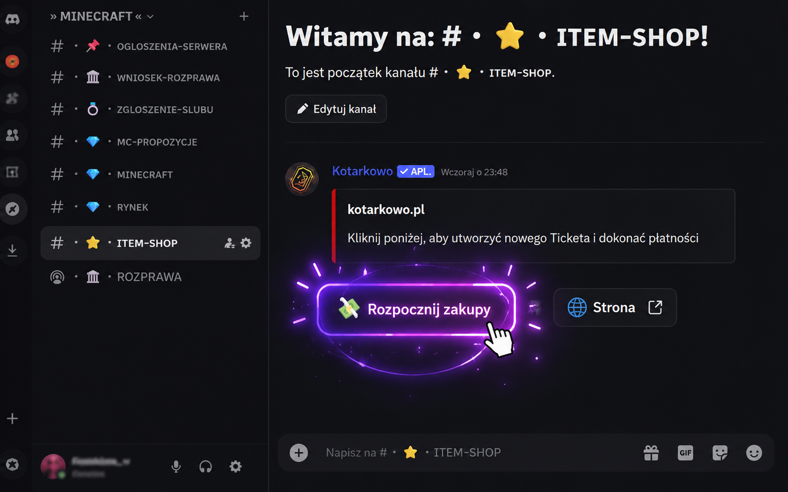 Instrukcja tworzenia ticketu na Discord